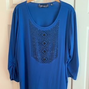 Susan Graver liquid knit  3/4 sleeve royal blue